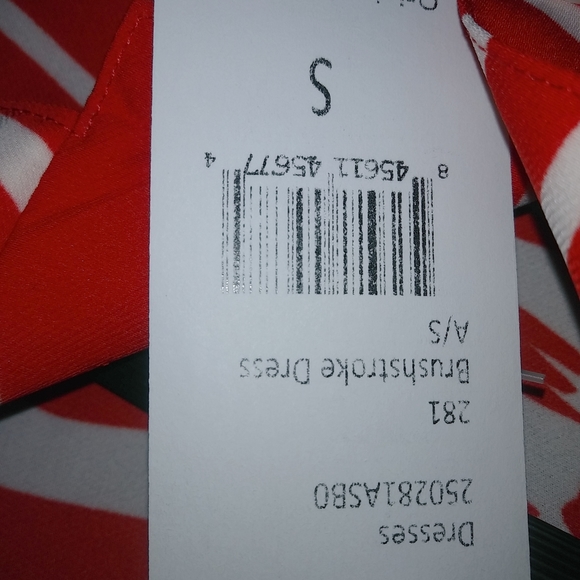 CAbi S Brushstroke Drop Waist Pleated Dress New in Red and White NWT - Picture 12 of 12